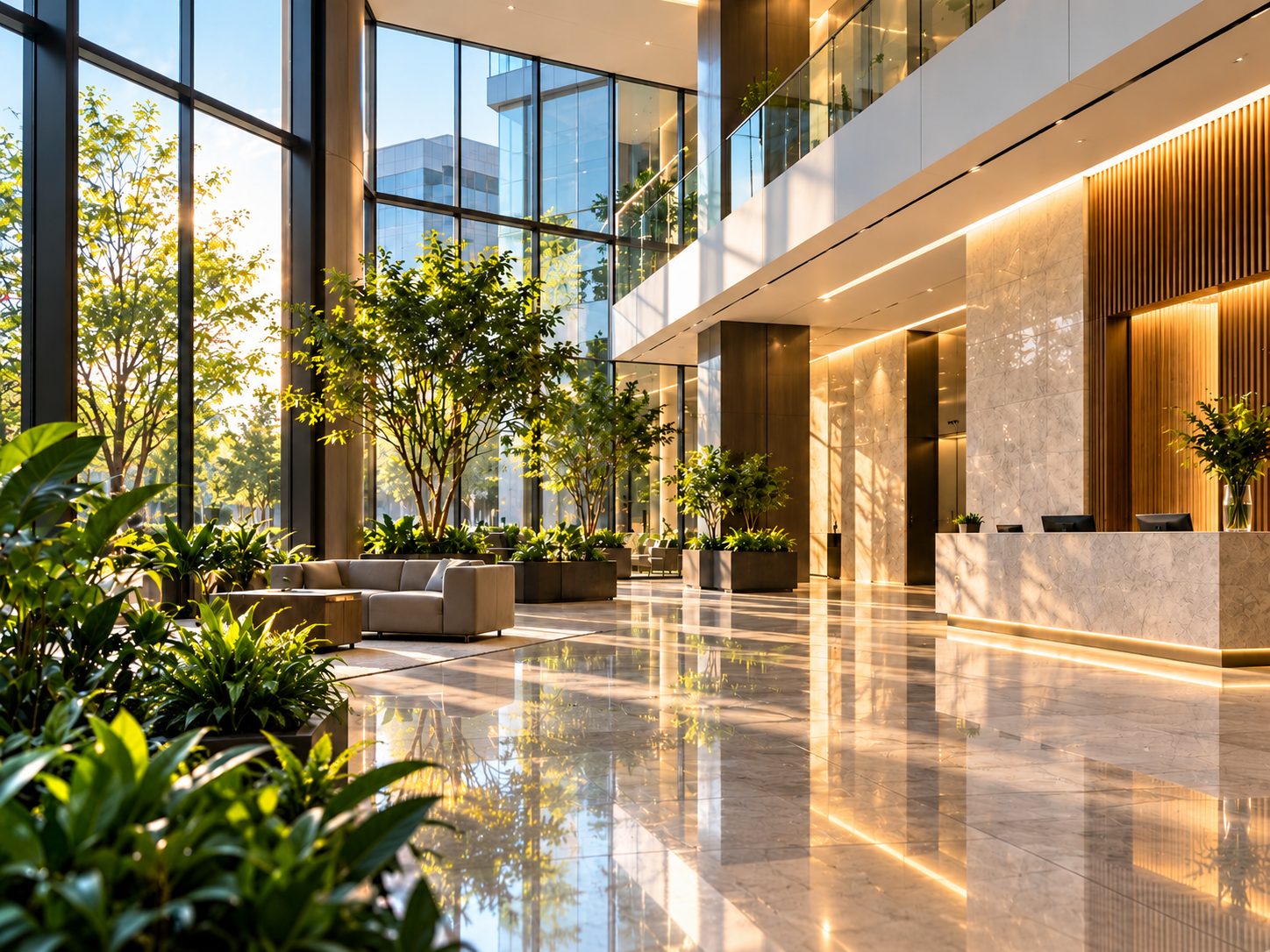 Clean corporate office lobby